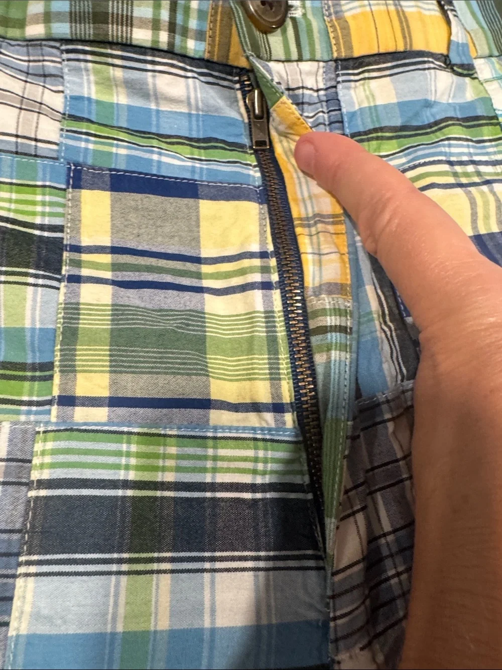 Brooks Brothers Country Club Men's Patchwork Plaid Cotton Shorts Navy Blue Green